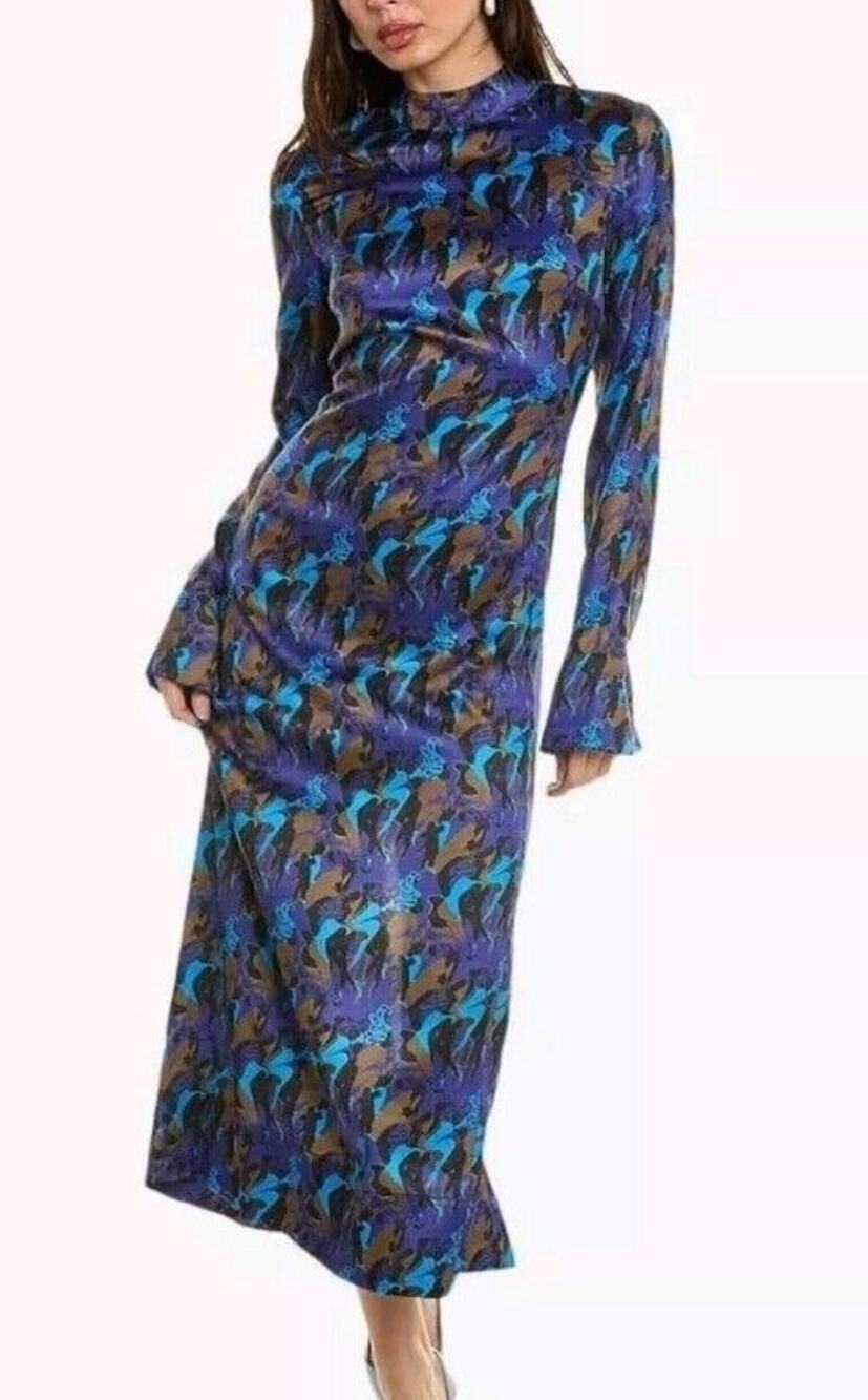 *STAUD Women's Size 12 Sapphire Sirens Thicket Long Sleeve Dress New, A66